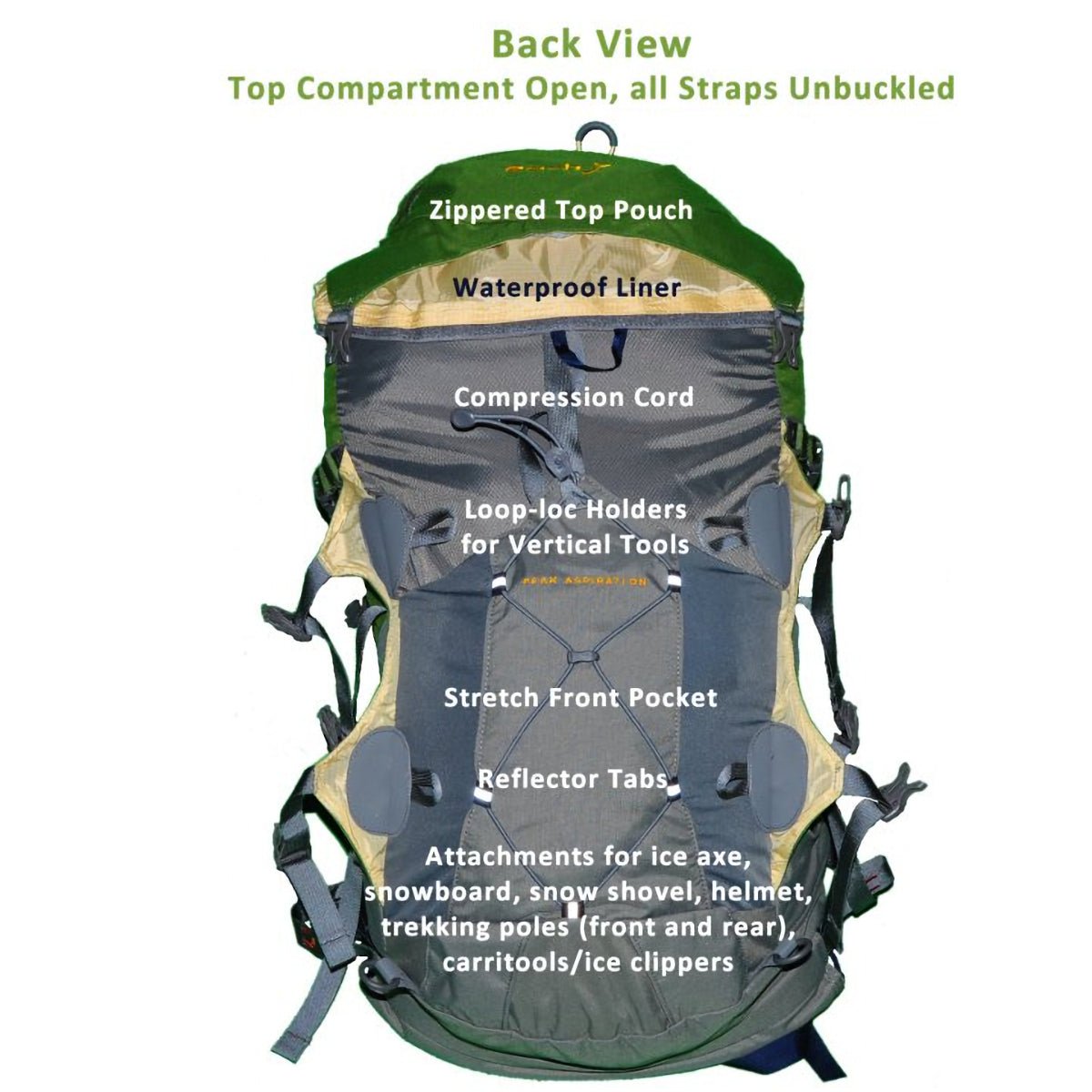 50 or 60 Liter Peak Aspiration Backpack Aarn