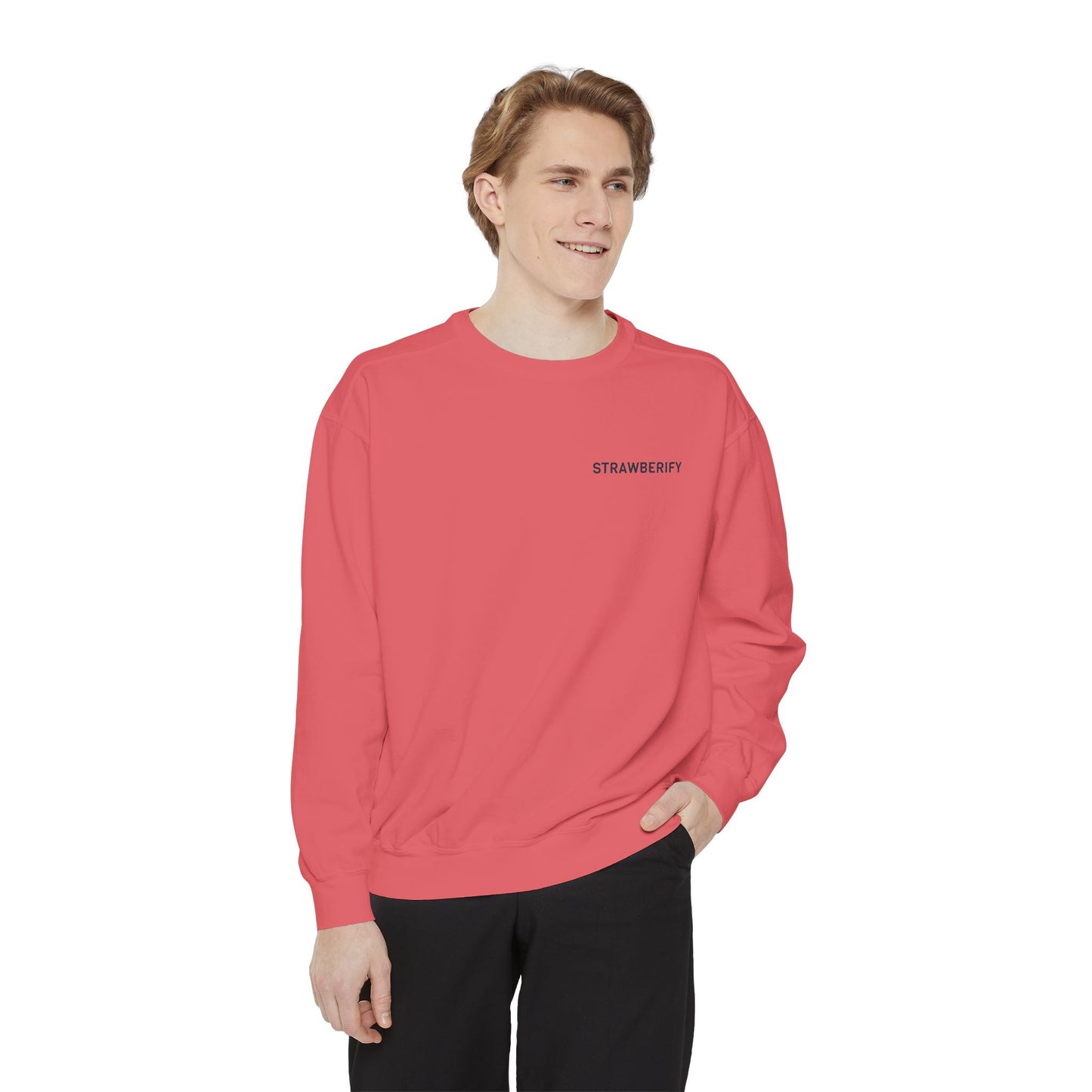 Unisex Garment-Dyed Sweatshirt - Chill Vibes with STRAWBERIFY Text