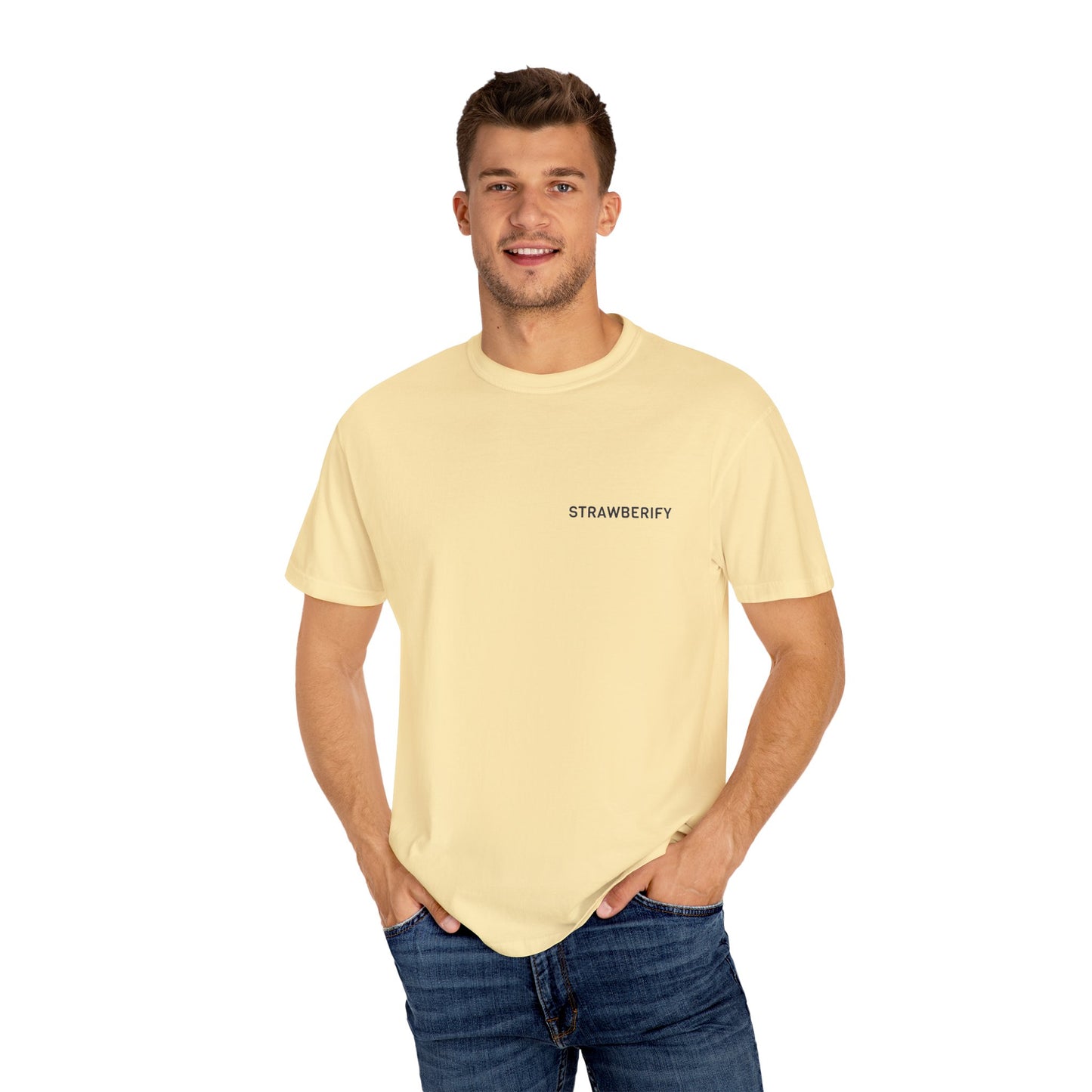 Unisex Garment-Dyed T-Shirt - STRAWBERIFY Graphic Tee for Casual Vibes