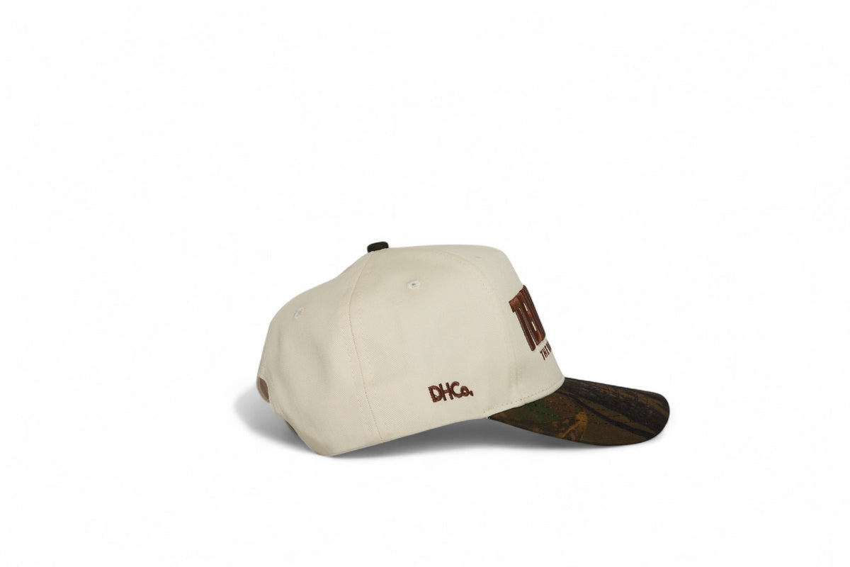 Camo SnapBack Beige Pre-curved Trucker Hat Destination Hat Co.