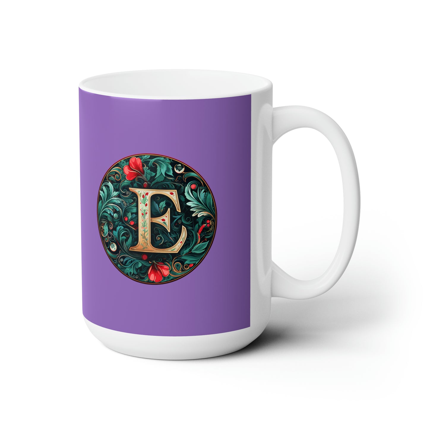 Christmas colorful Alphabet E design purple Ceramic Mug 15oz