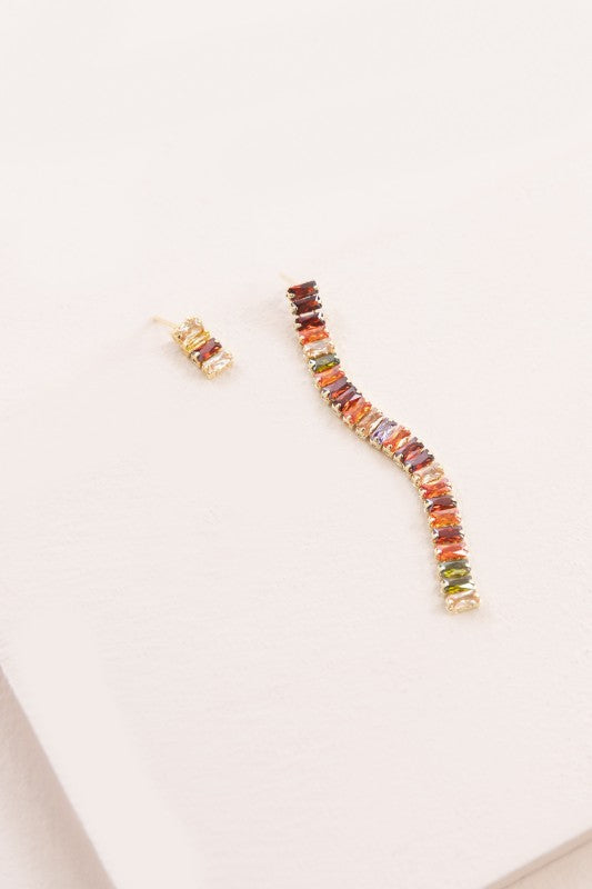 Multi Colored Stone Drop Earrings 5.1 inch Dangle Earrings Candy Stone