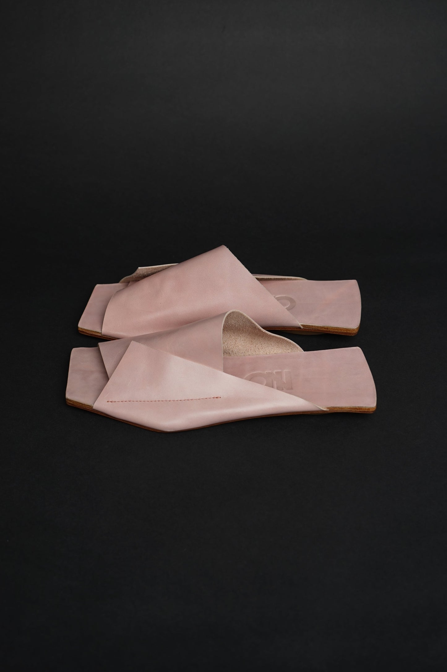 Amos Handcrafted Pink Leather Slides