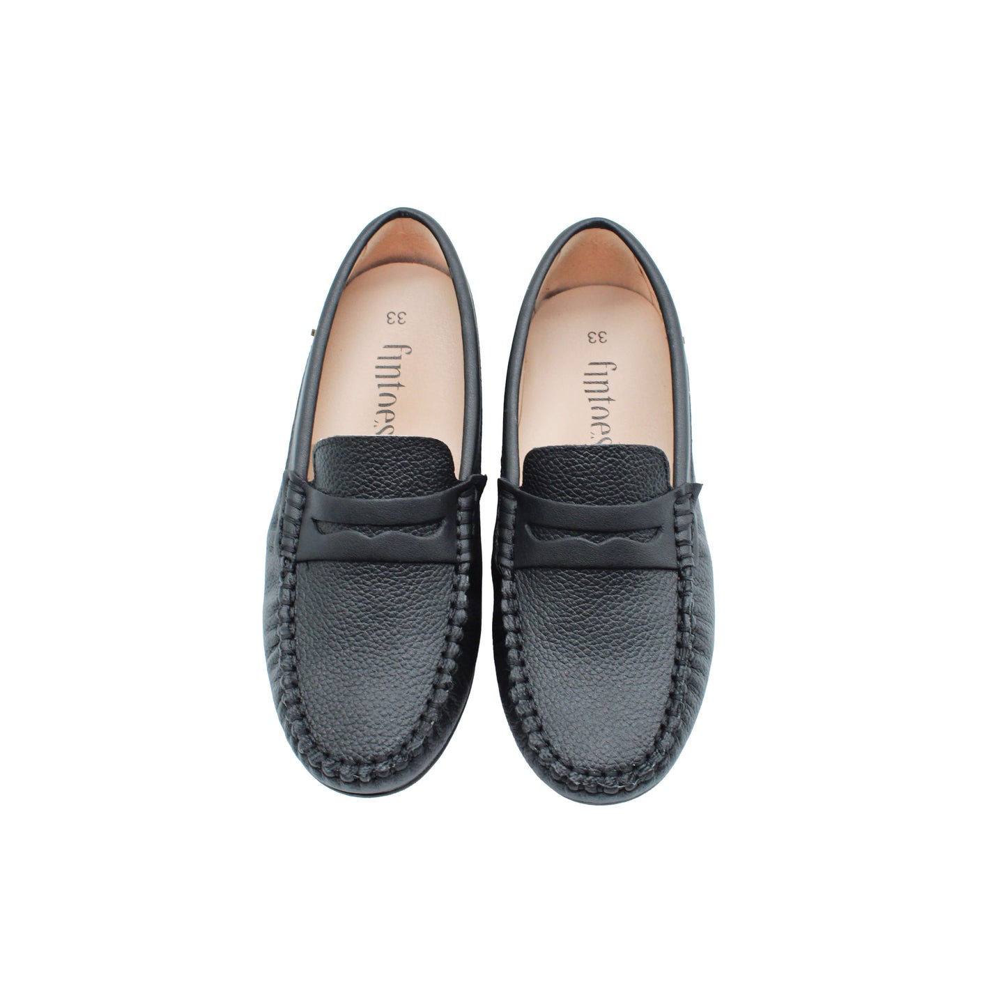 Black Pebbled Leather Loafer Fintoes