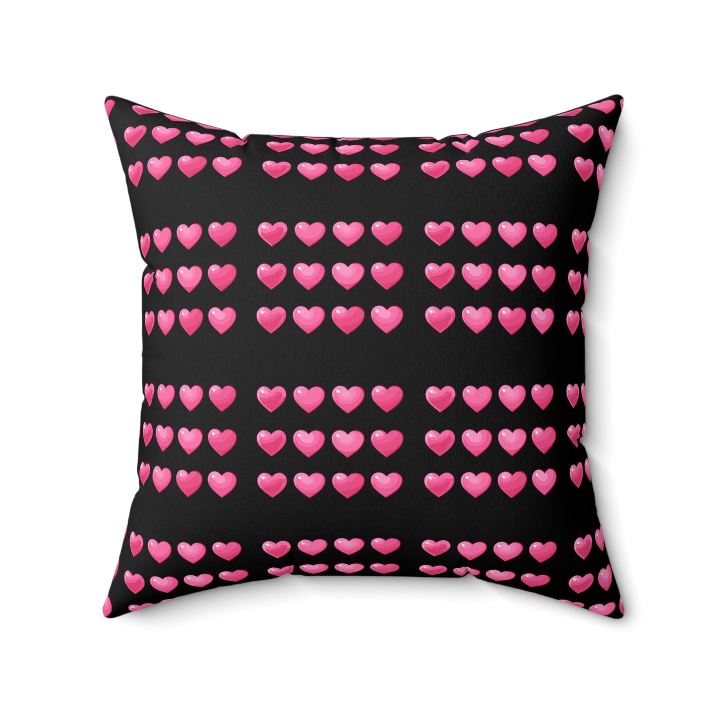 Valentine's day best home decor pink hearts design on black Spun Polyester Square Pillow