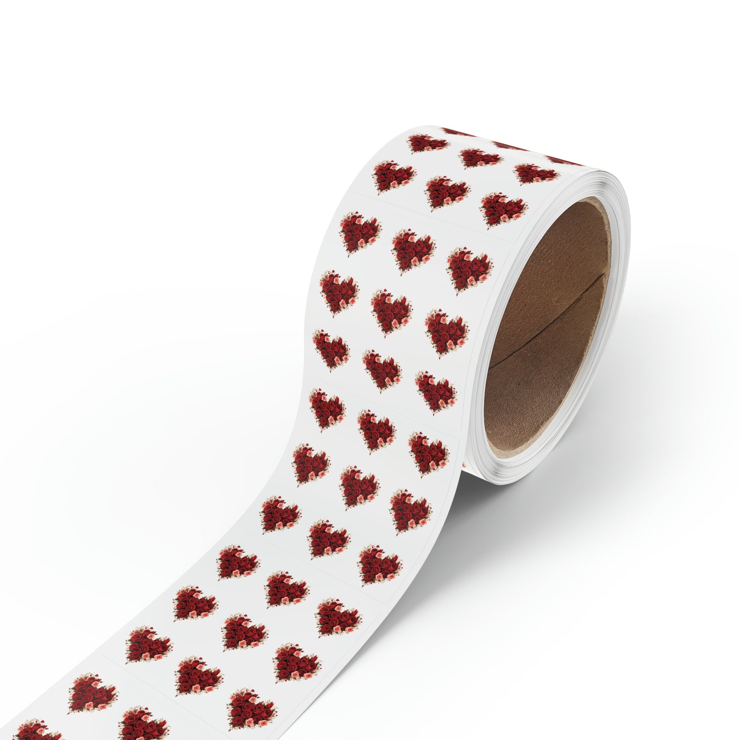 Valentine's day red Roses hearts Square Sticker Label Roll