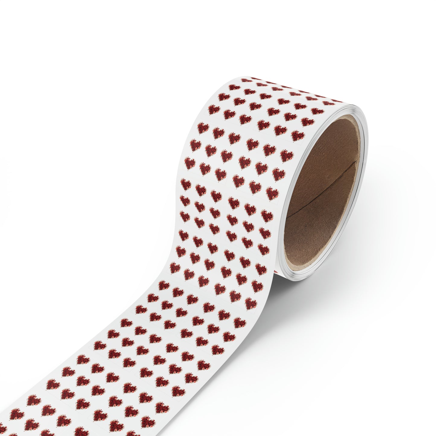 Valentine's day red Roses hearts Square Sticker Label Roll