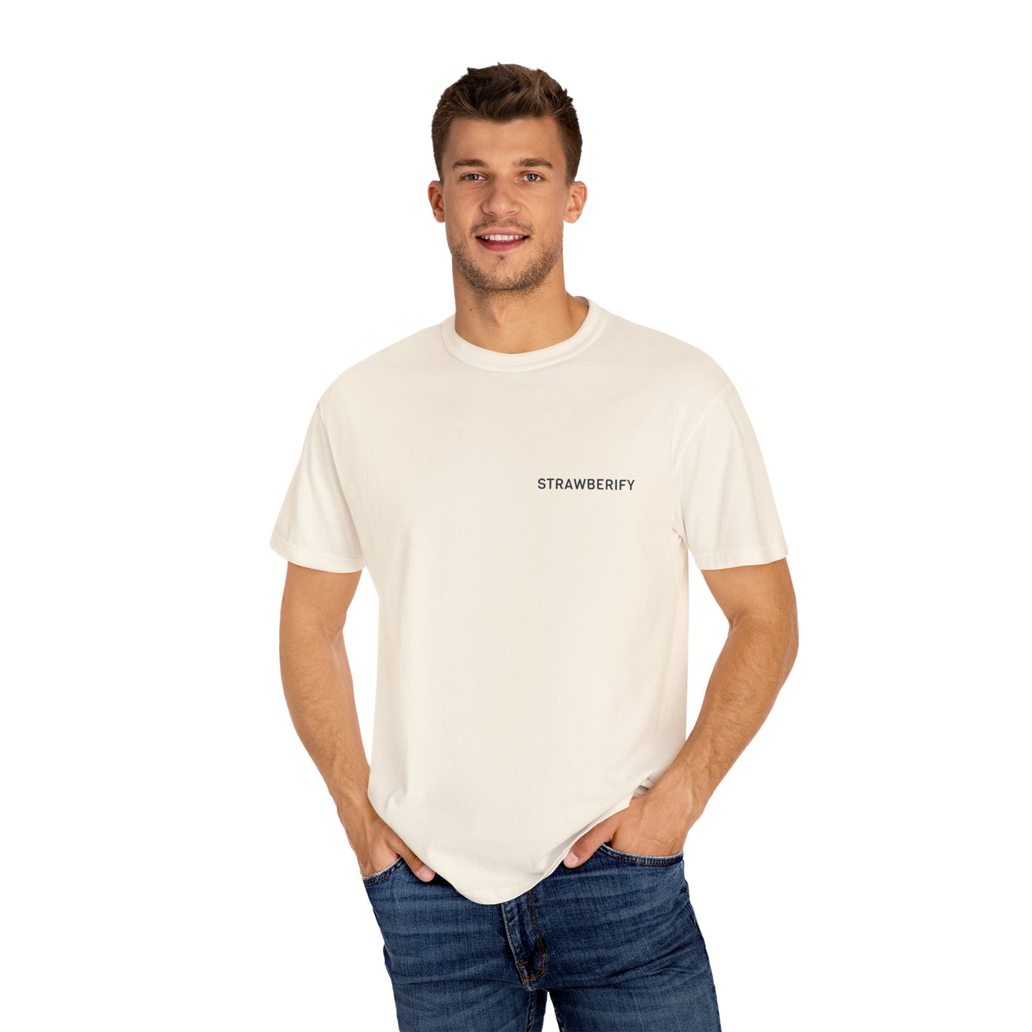 Unisex Garment-Dyed T-Shirt - STRAWBERIFY Graphic Tee for Casual Vibes