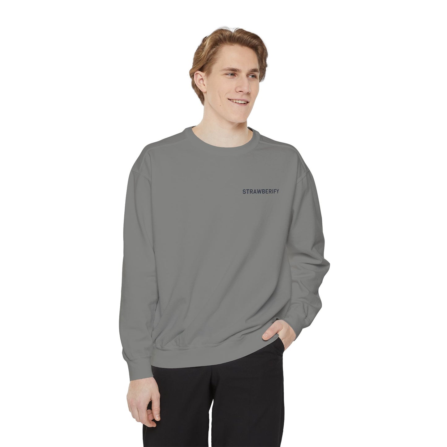 Unisex Garment-Dyed Sweatshirt - Chill Vibes with STRAWBERIFY Text