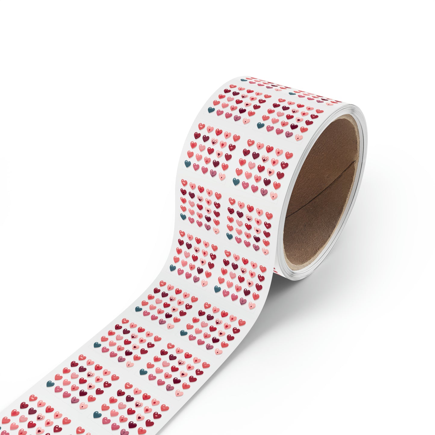 Valentine's day multi color hearts shape Square Sticker Label Rolls