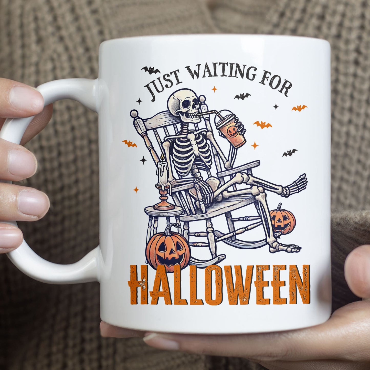 Just Waiting For Halloween Playful Spooky Halloween Mug