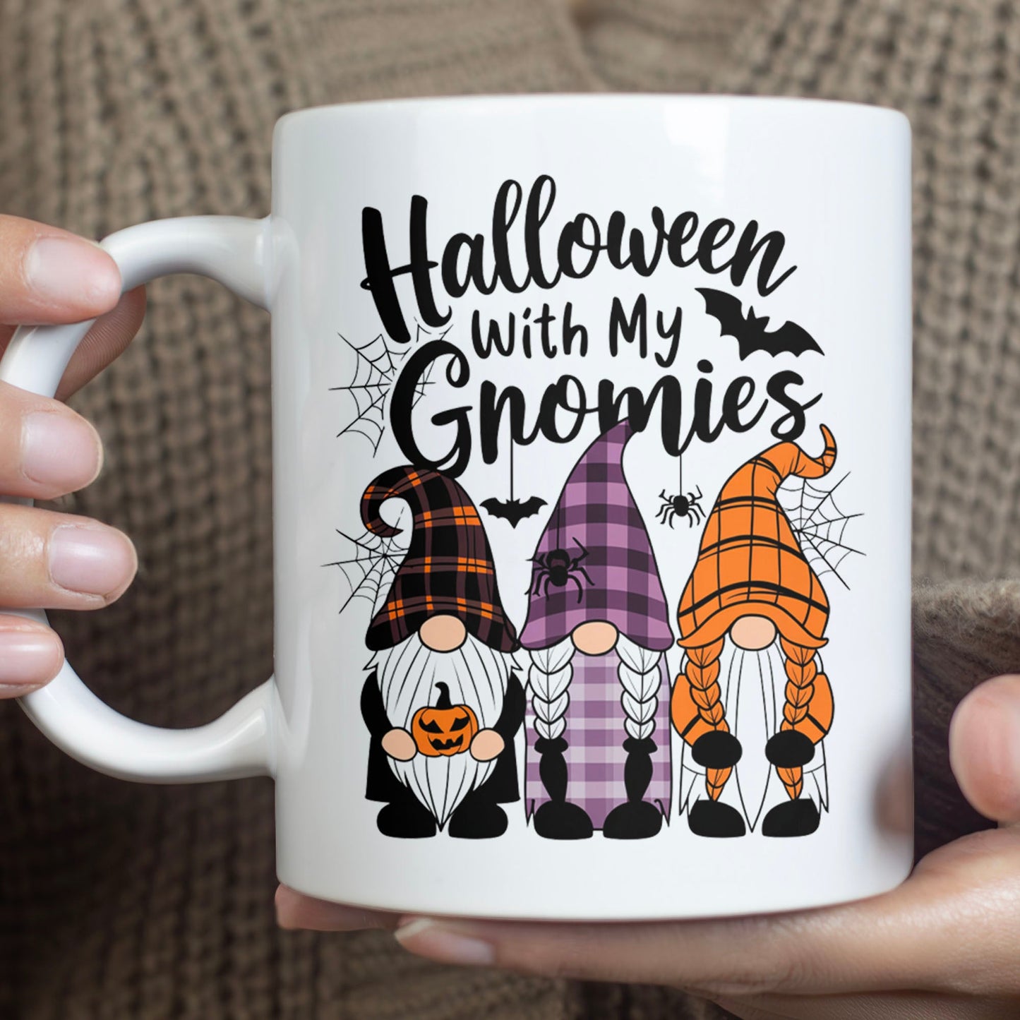 Halloween With My Gnomies Mug, Cute Halloween Mug, Halloween Mug T1315