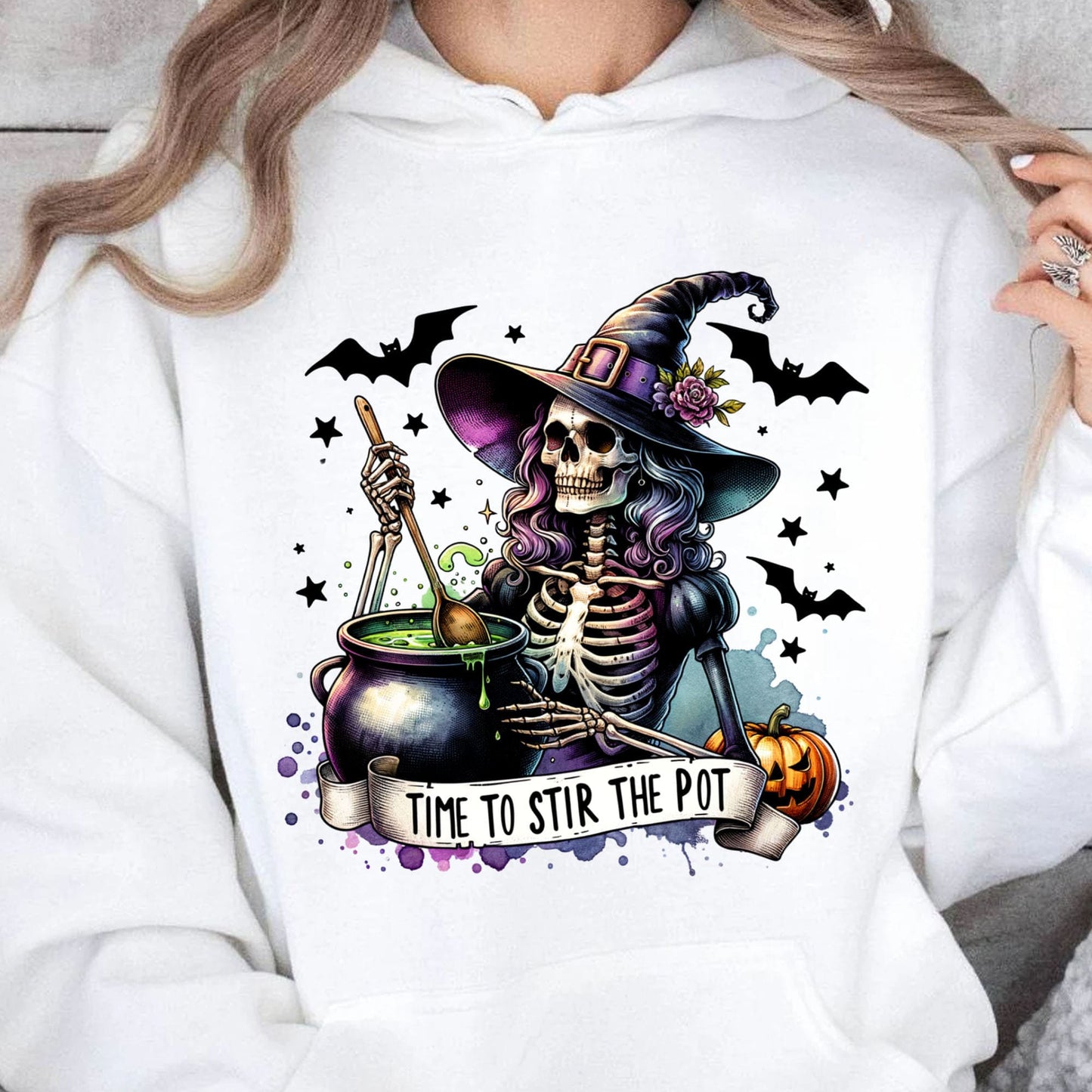 Time To Stir The Pot Halloween Shirt Witches Skeleton Shirt