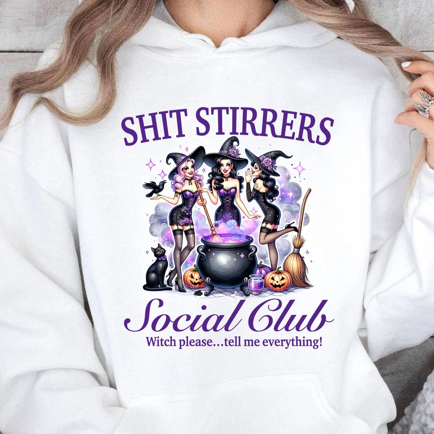 Witches Halloween Shirt Spooky Halloween Sweatshirt Shit Stirrers Social Club
