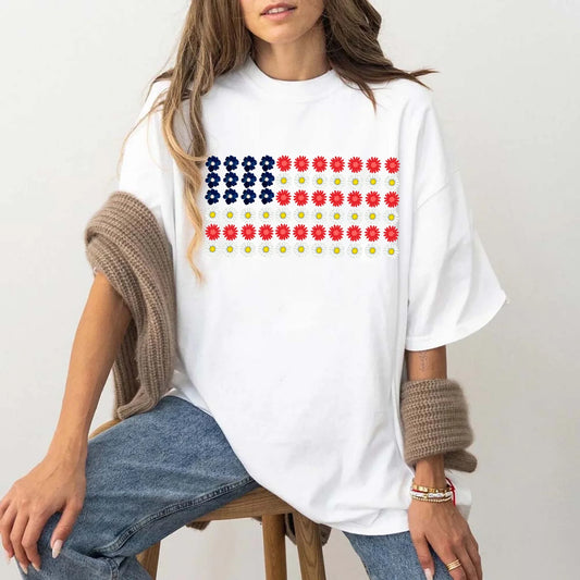 American Flag Daysies, Flowers Independence Day T-shirt