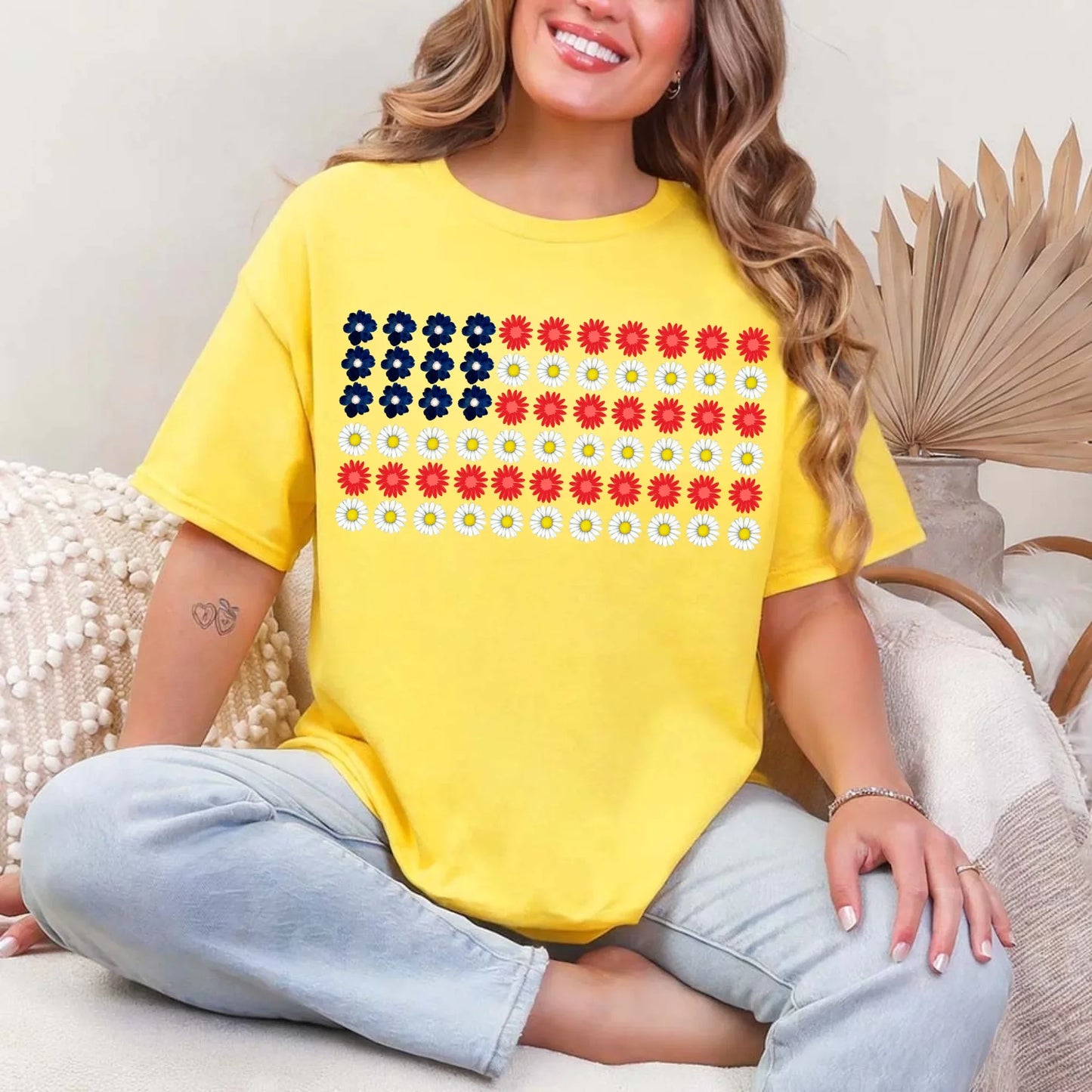 American Flag Daysies, Flowers Independence Day T-shirt