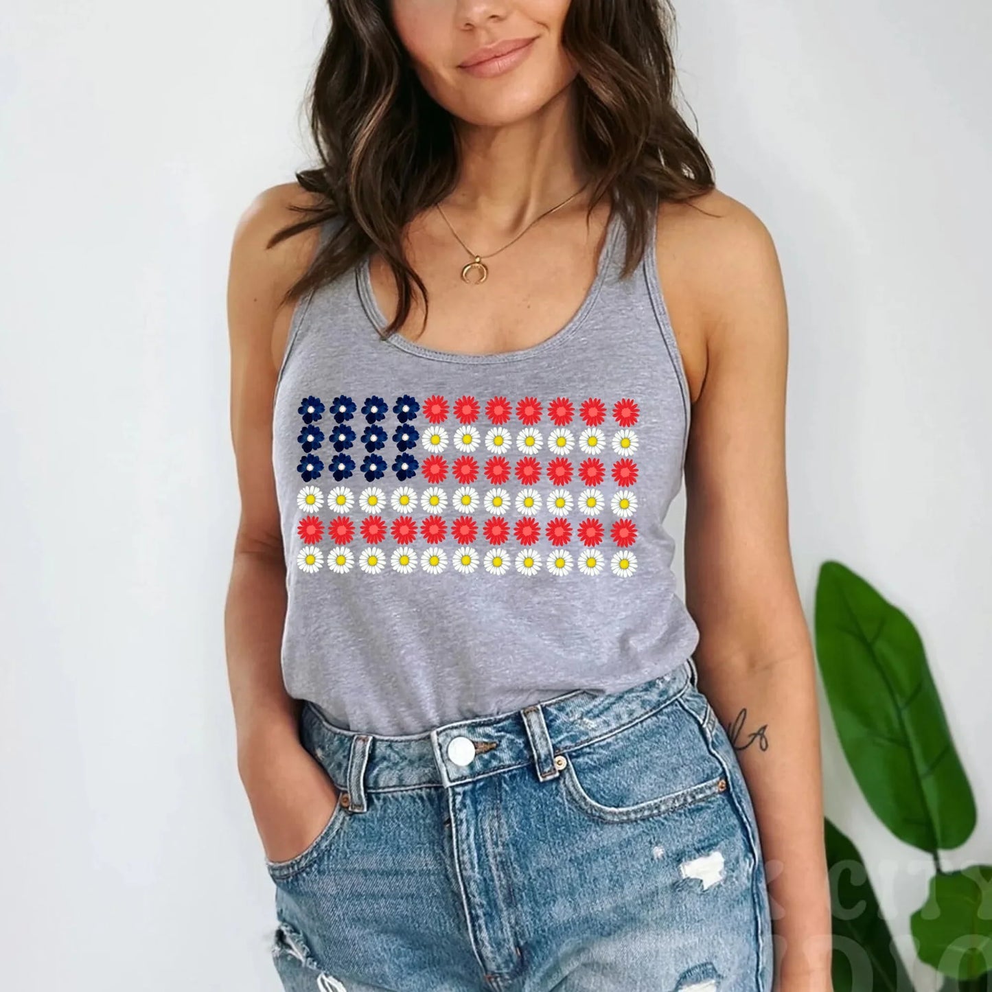 American Flag Daysies, Flowers Independence Day T-shirt