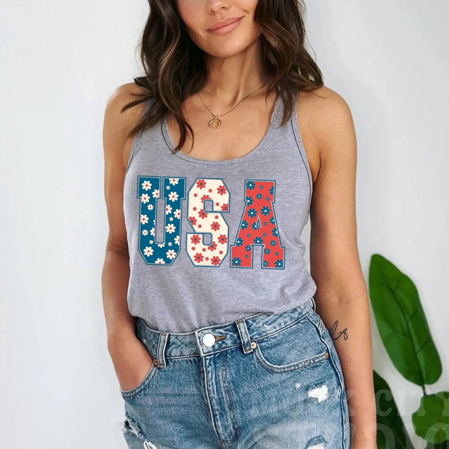 USA Floral T-Shirt - Independence Day Flowers Tees