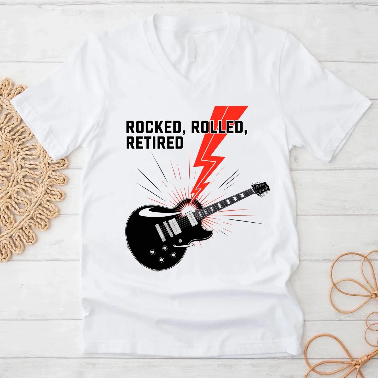 Rocked Rolled Retired Funny Retirement Gift T-Shirt