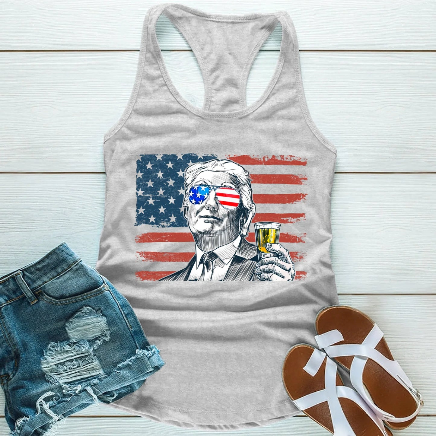 Donald Drunk Funny Unisex Tank Top 4th of July Party Shirt