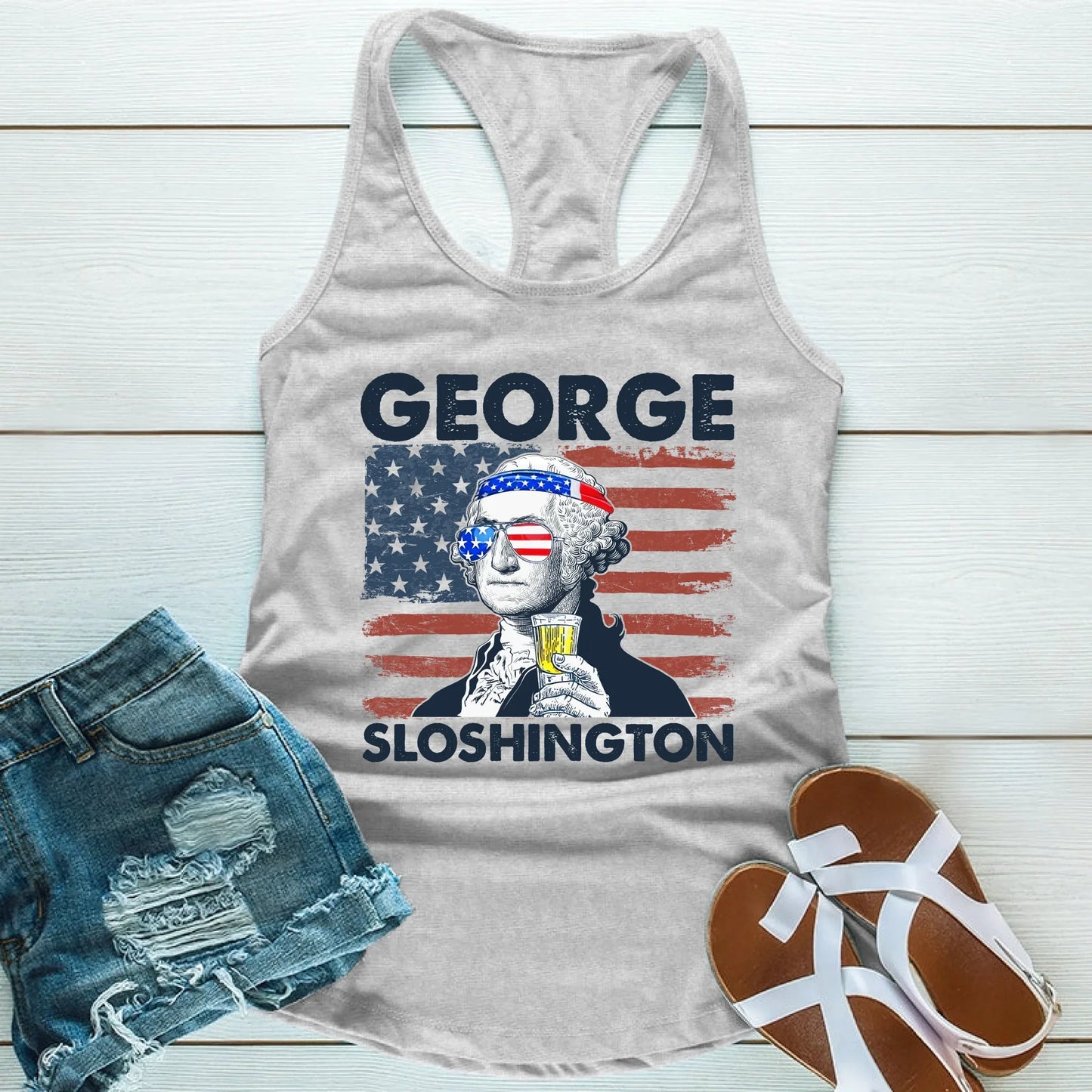 George Sloshington Unisex Tank Top Founding Father Party Tee