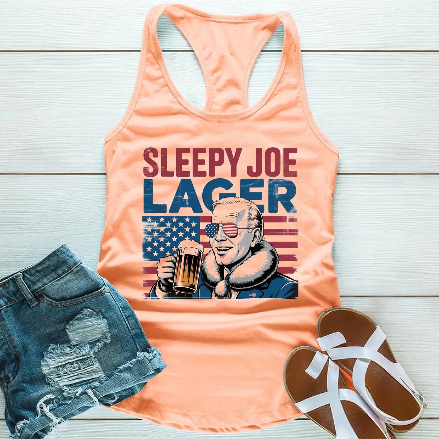 Sleepy Joe Lager Funny Biden-Inspired Unisex Tank Top