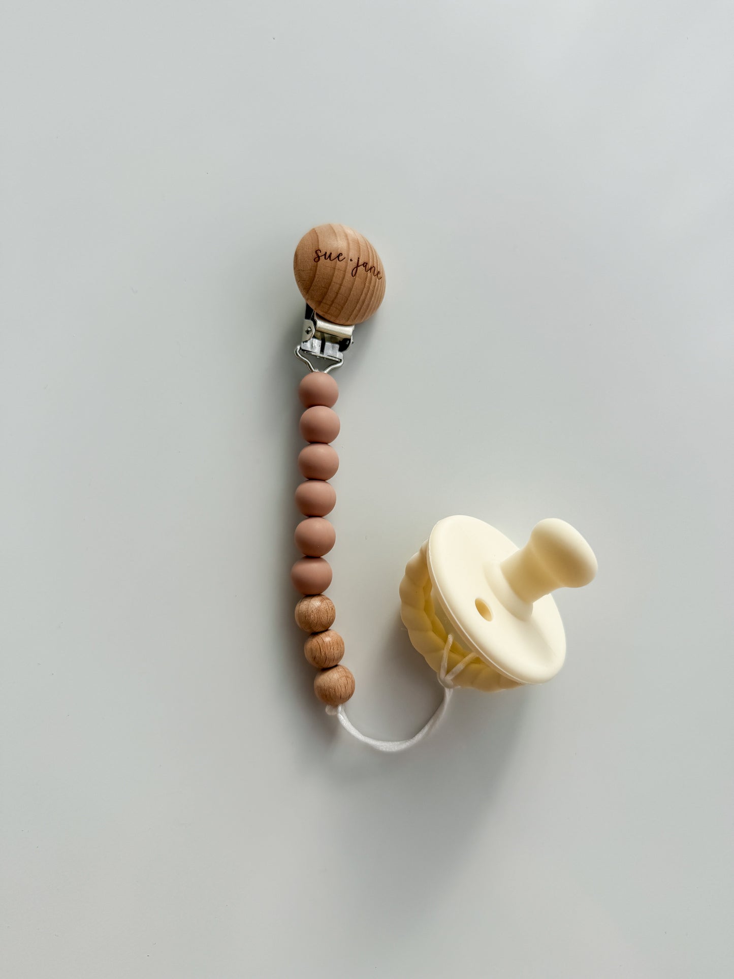 Silicone Pacifier Clips 100% Food Grade Silicone & Beechwood Pacifier Clip