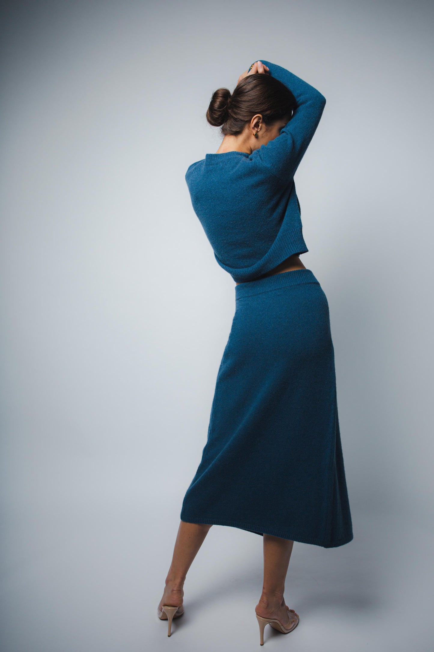 MILA CASHMERE WRAP SKIRT IN PEACOCK