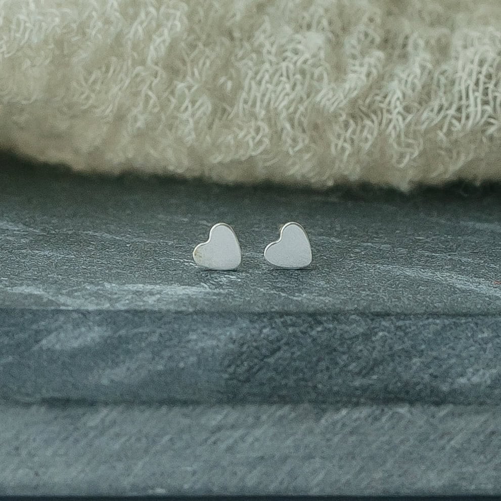 Mini Heart Stud Earrings 14K Gold Filled or Sterling Silver