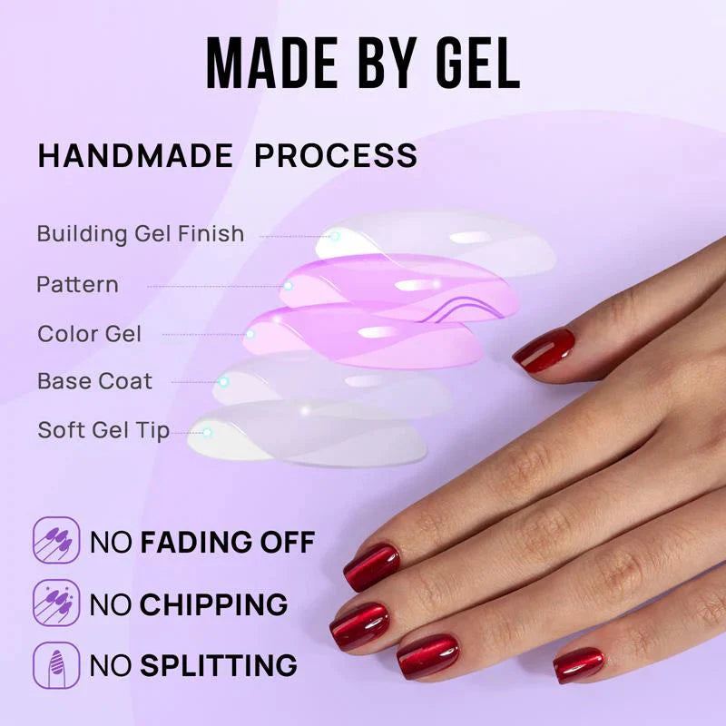 Square Red Press On Nails Long Lasting Reusable Hot Love