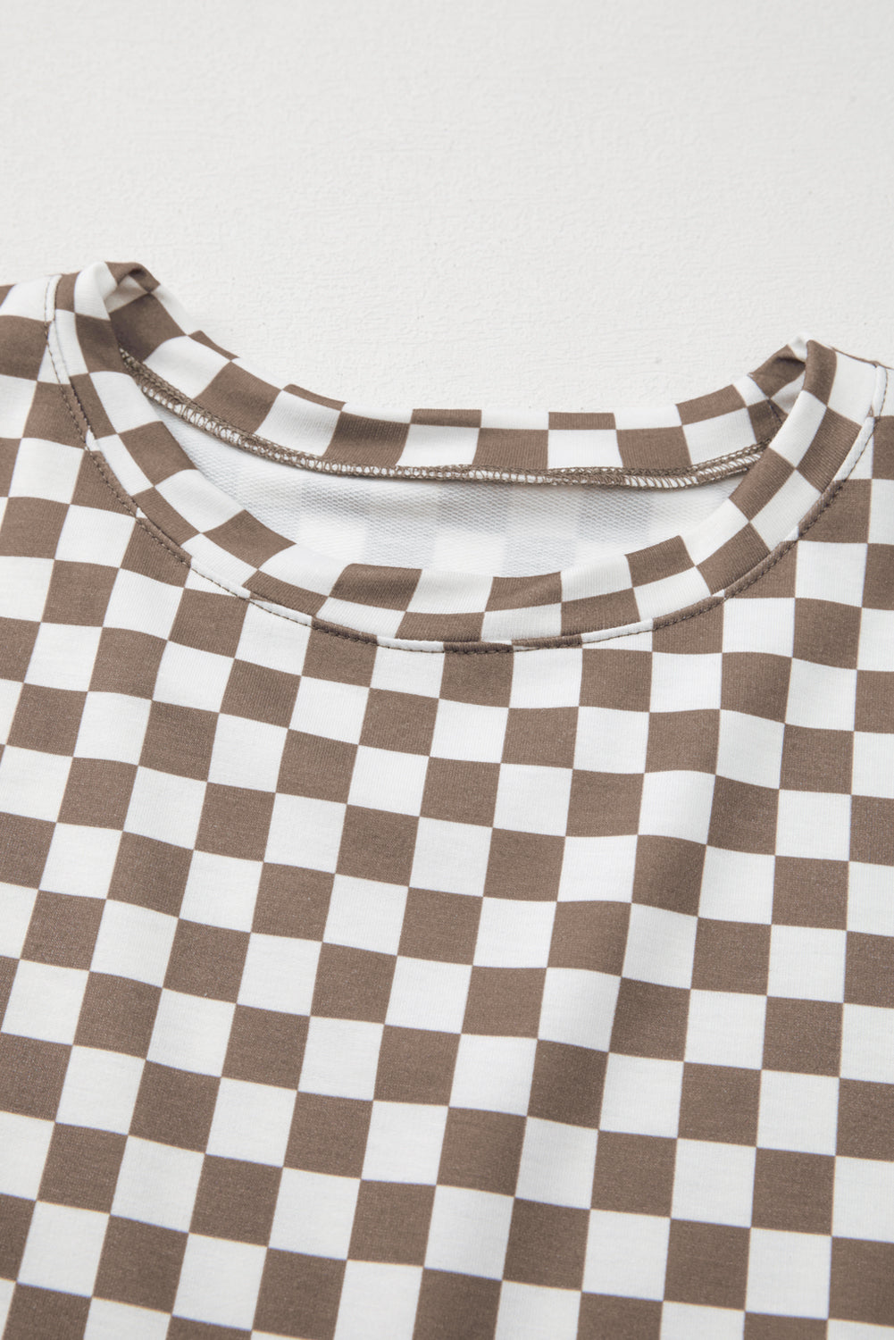 Luxury Checkered Top and Drawstring Shorts Pajama Set