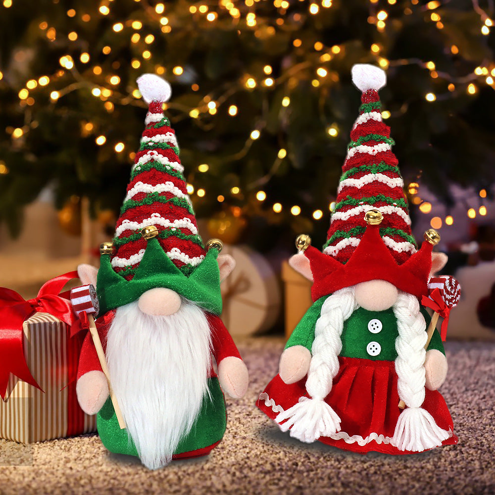 Elf Santa Claus Doll Ornaments Knitted Cloth Couple Decorations