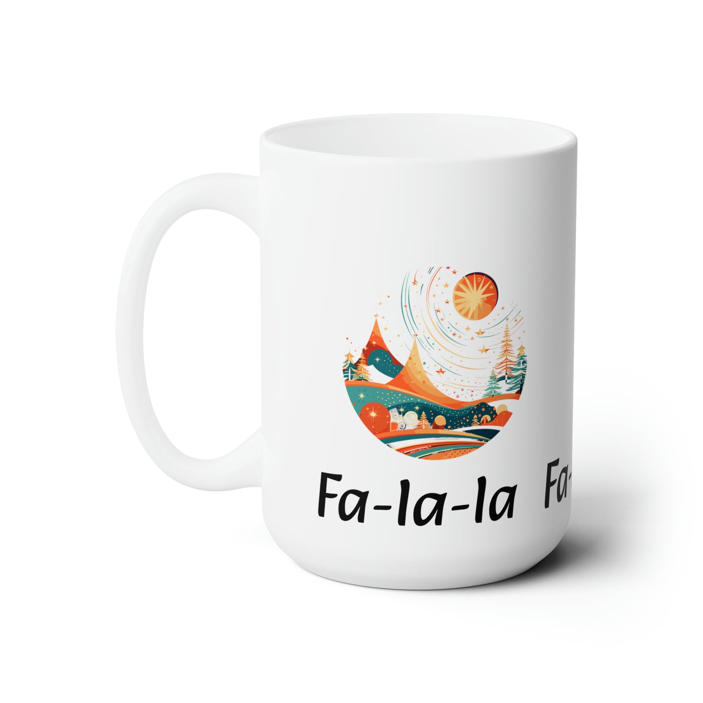 Colorful Christmas and Fa-la-la design white Ceramic Mug 15oz