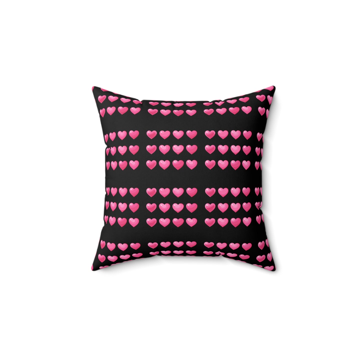 Valentine's day best home decor pink hearts design on black Spun Polyester Square Pillow