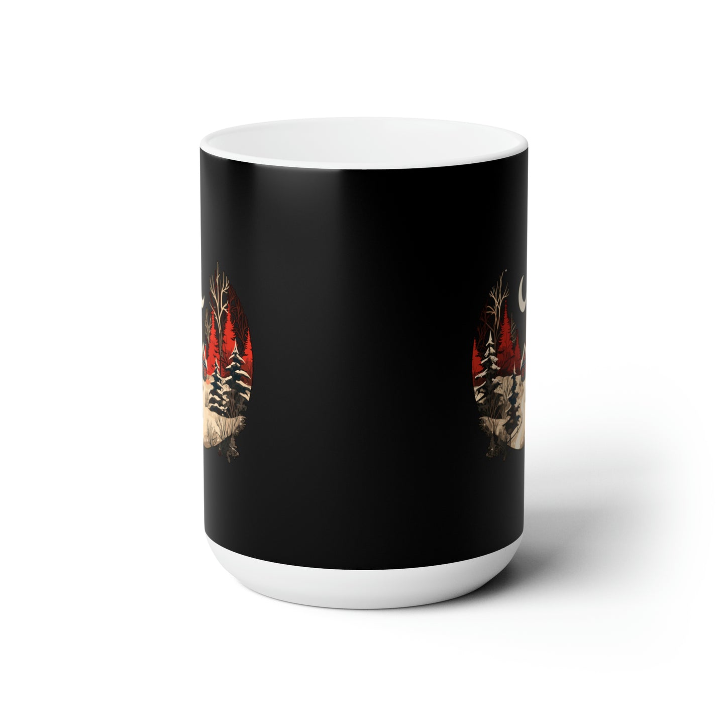 Christmas house with tree design holiday vibes Ceramic Mug15oz