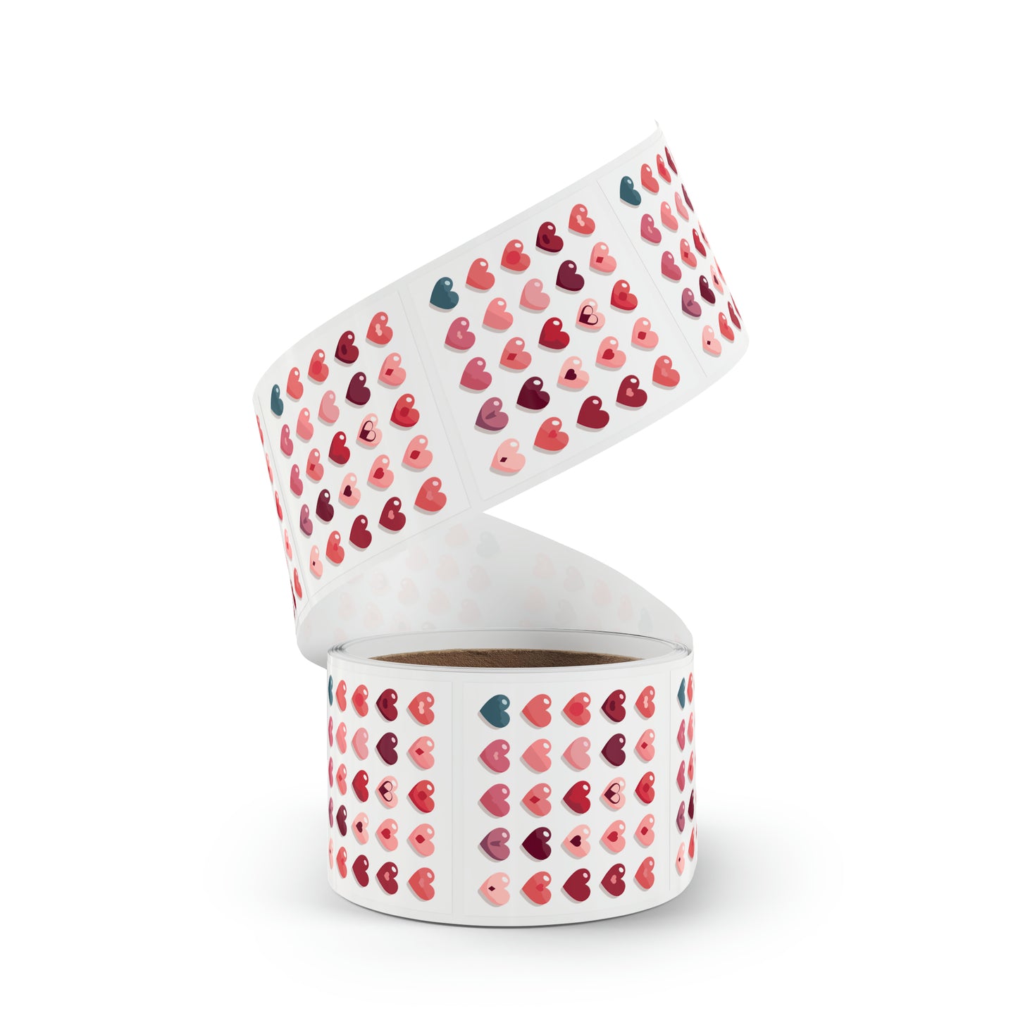 Valentine's day multi color hearts shape Square Sticker Label Rolls