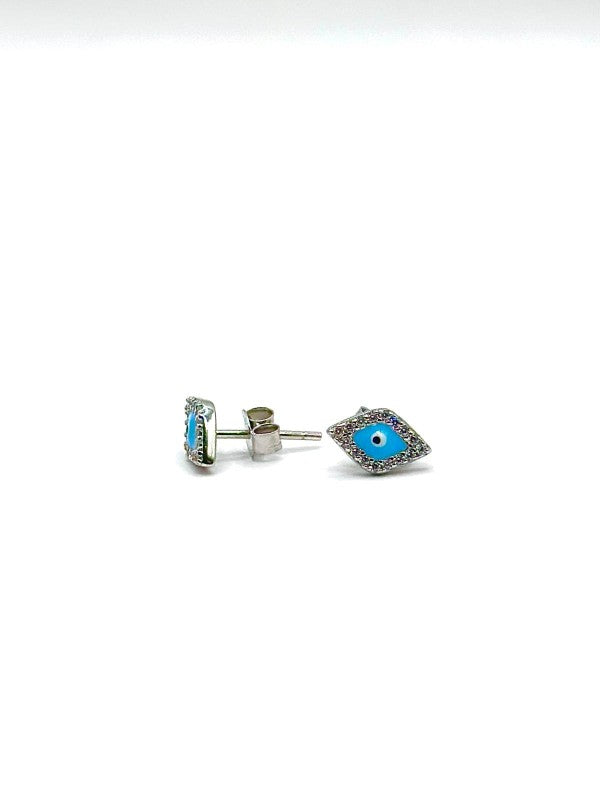 Evil Eye Marquise Crystal Stud Earrings Sterling Silver