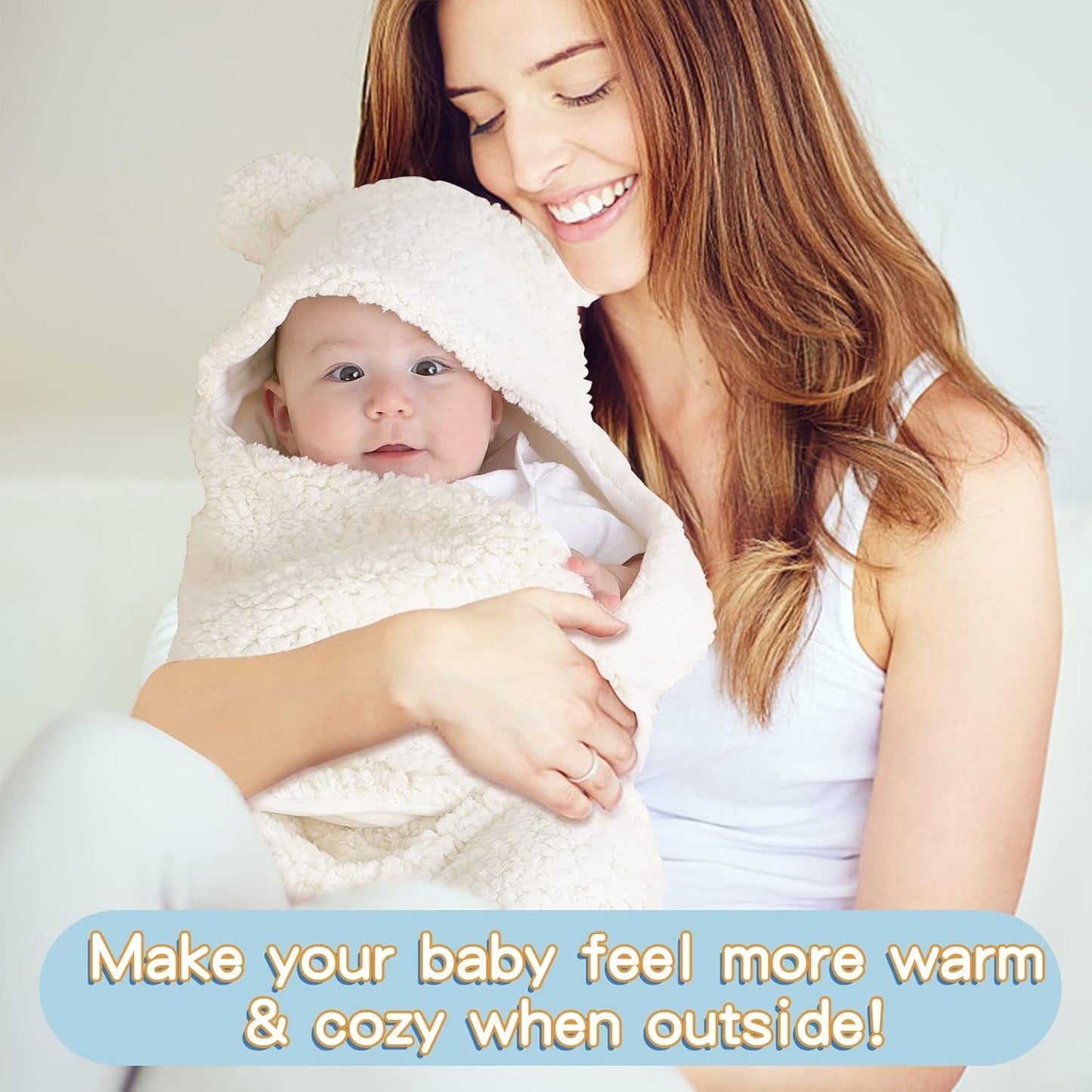 Baby Swaddle Blankets for Boys and Girls โBaby Swaddle Wrap โ Warm Swaddling Sleep Sack Baby Clothes โ Soft Receiving Baby Blanket โ Cute Newborn Sleep Sacks (White)