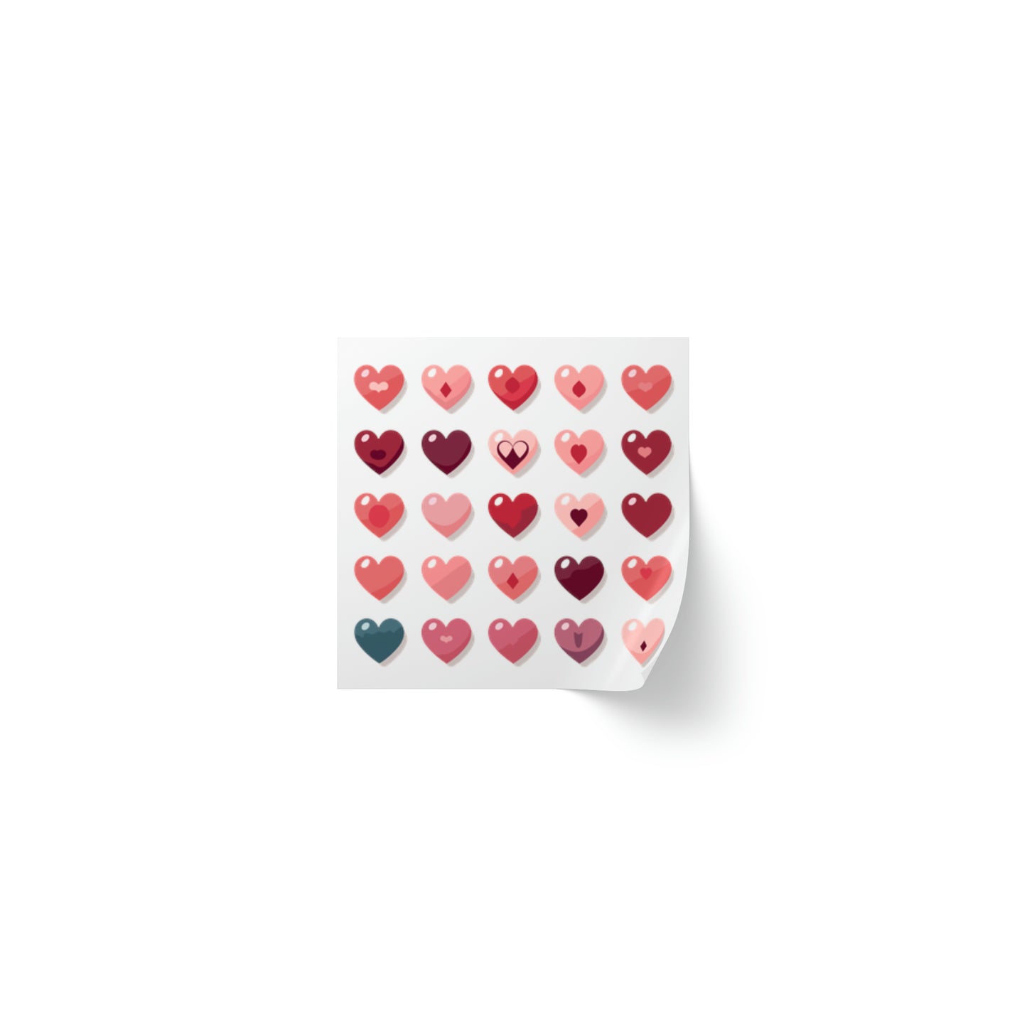 Valentine's day multi color hearts shape Square Sticker Label Rolls