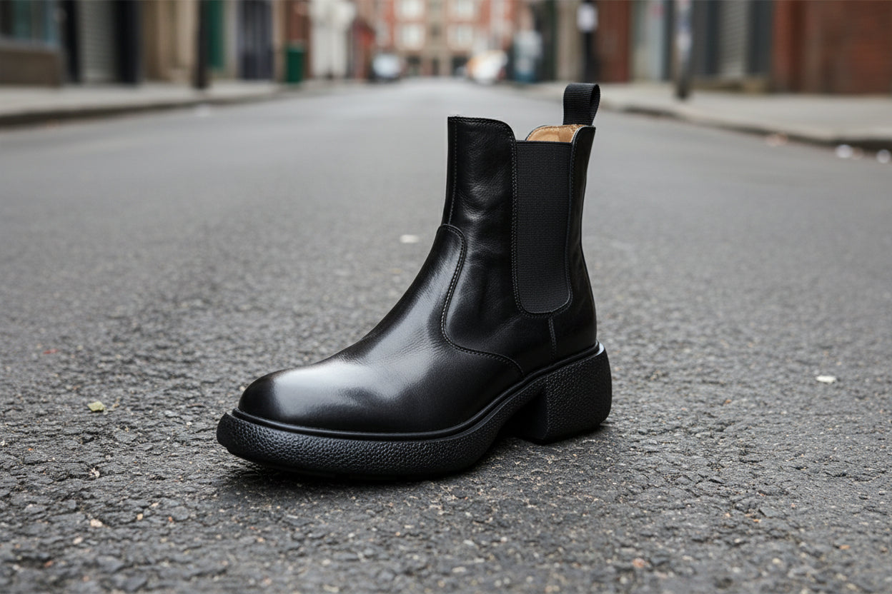 British-Style Chunky Heel Ankle Boots Women’s Leather Dr. Style