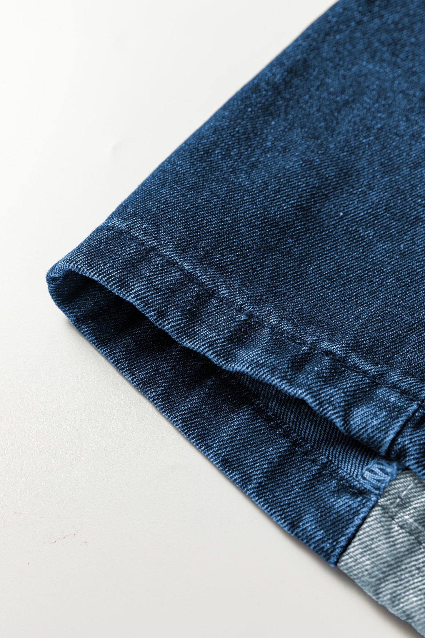 Blue Checkered Side Panel Patchwork Drawstring Loose Denim Pants