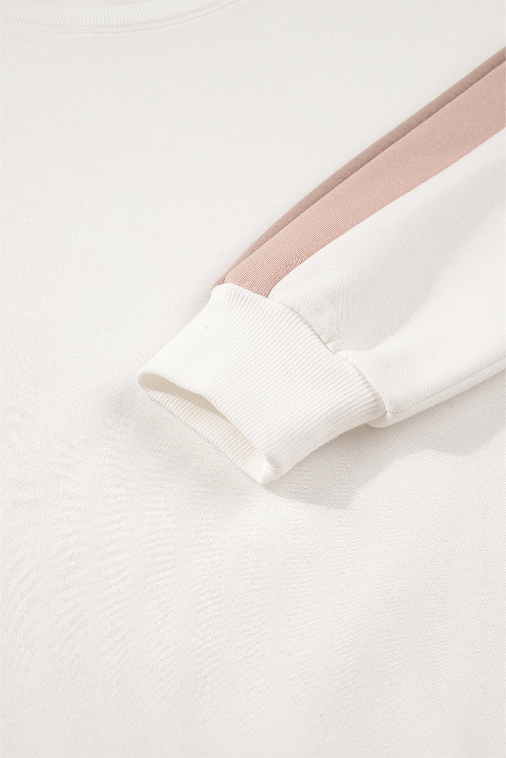 White Color Block Patchwork Drop Shoulder Pullover Casual Shorts Outfit