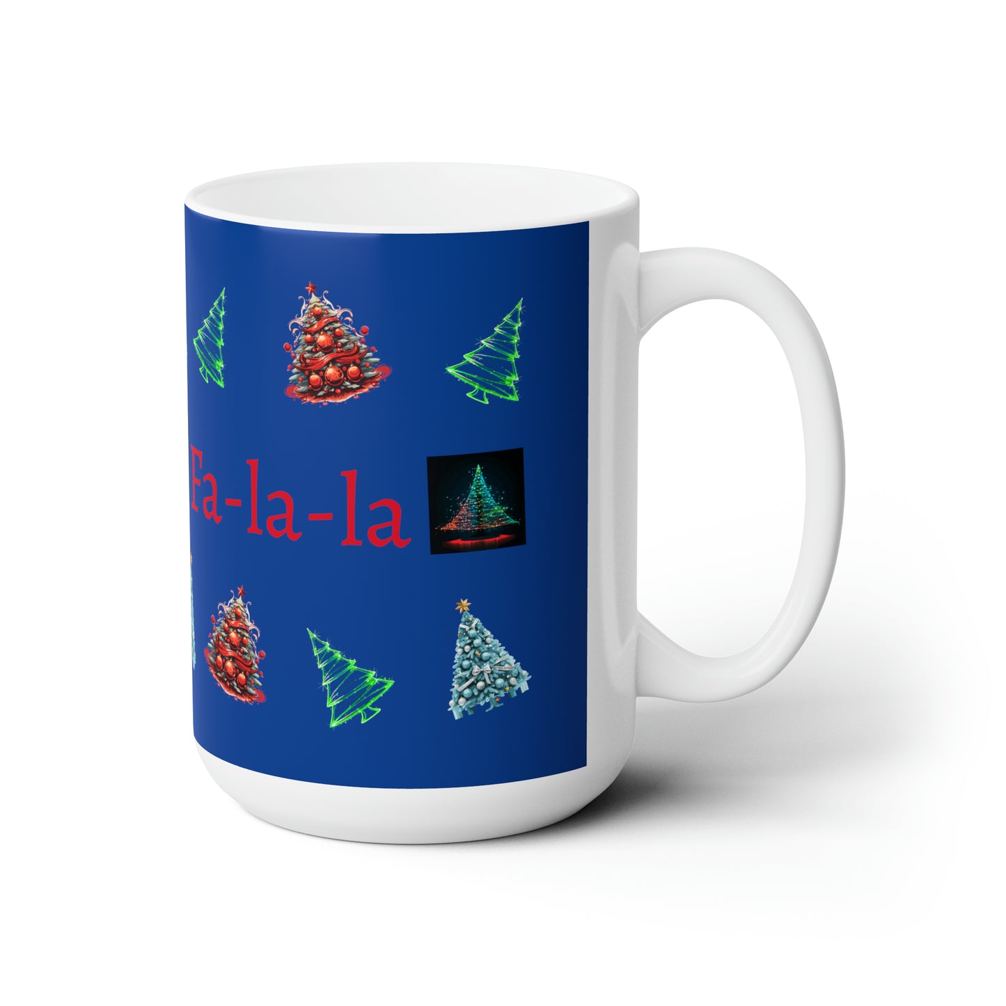 Fa-la-la Christmas Dark blue Ceramic Mug 15oz