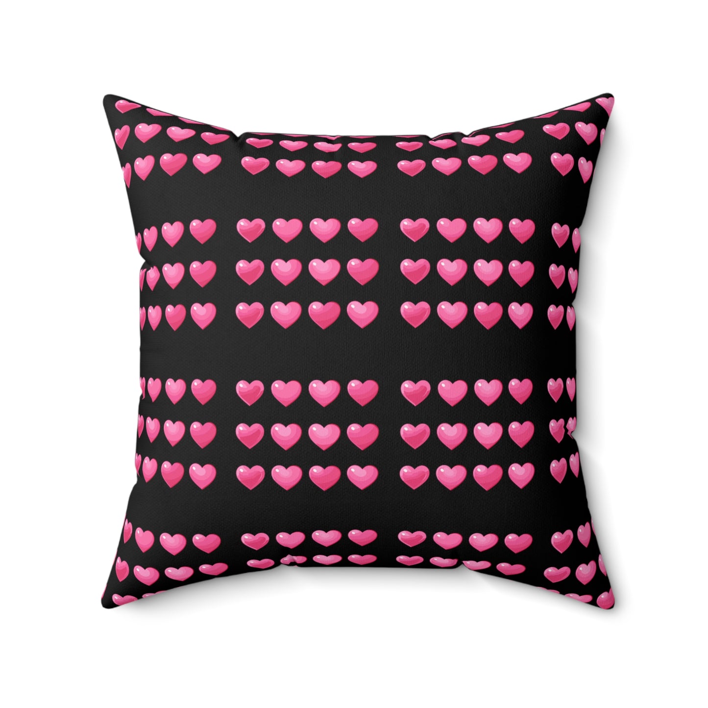 Valentine's day best home decor pink hearts design on black Spun Polyester Square Pillow