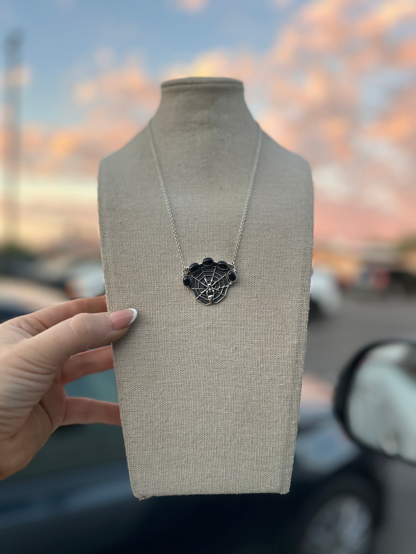 Handmade Sterling Silver Onyx Necklace Chain Halloween Collection Nizhoni Traders LLC