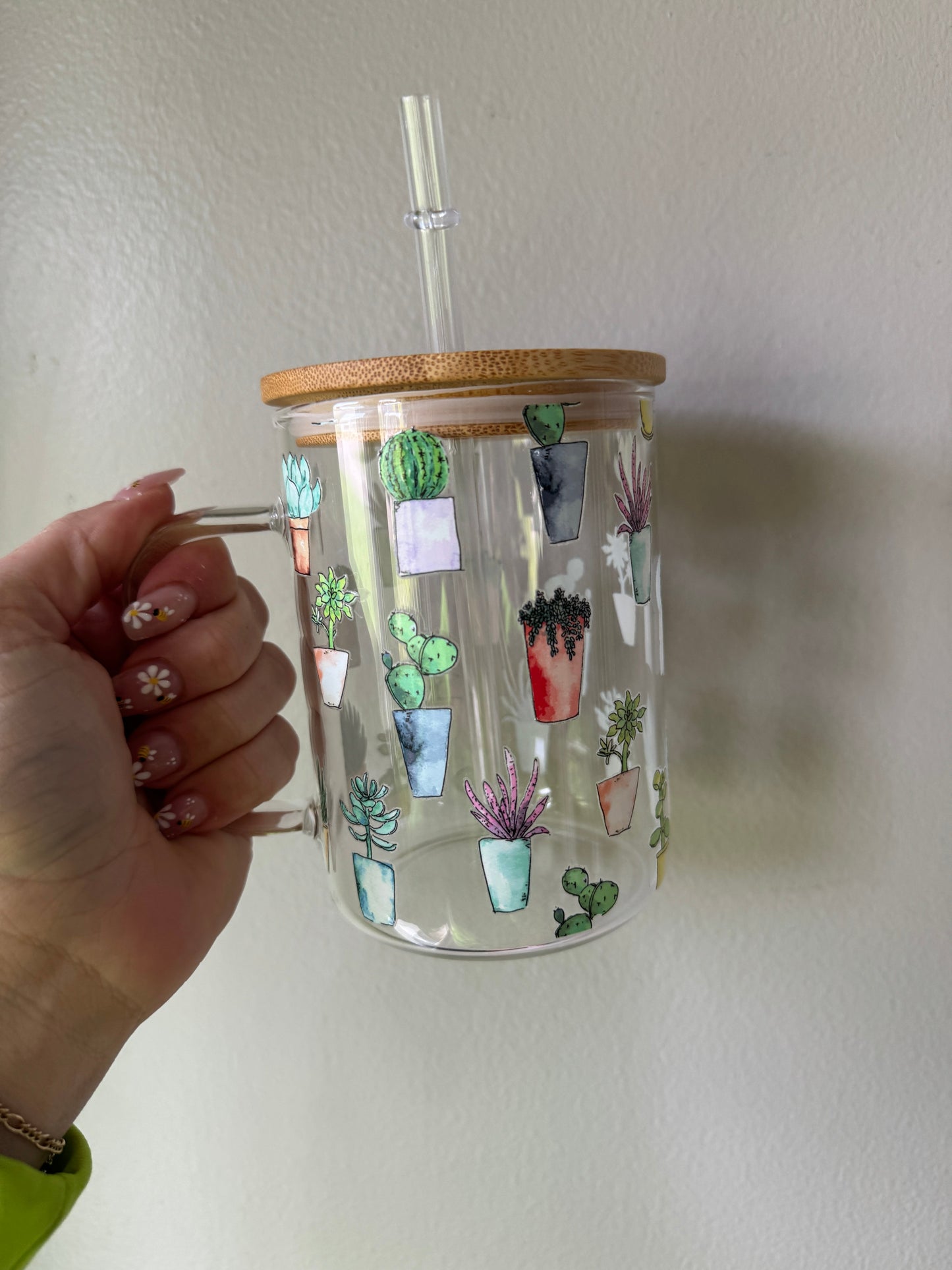 Plant Lover Clear Glass Cup 16oz