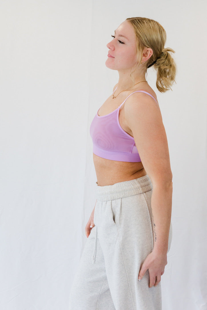 Frosted Lilac Mesh Scoop-Neck Bra