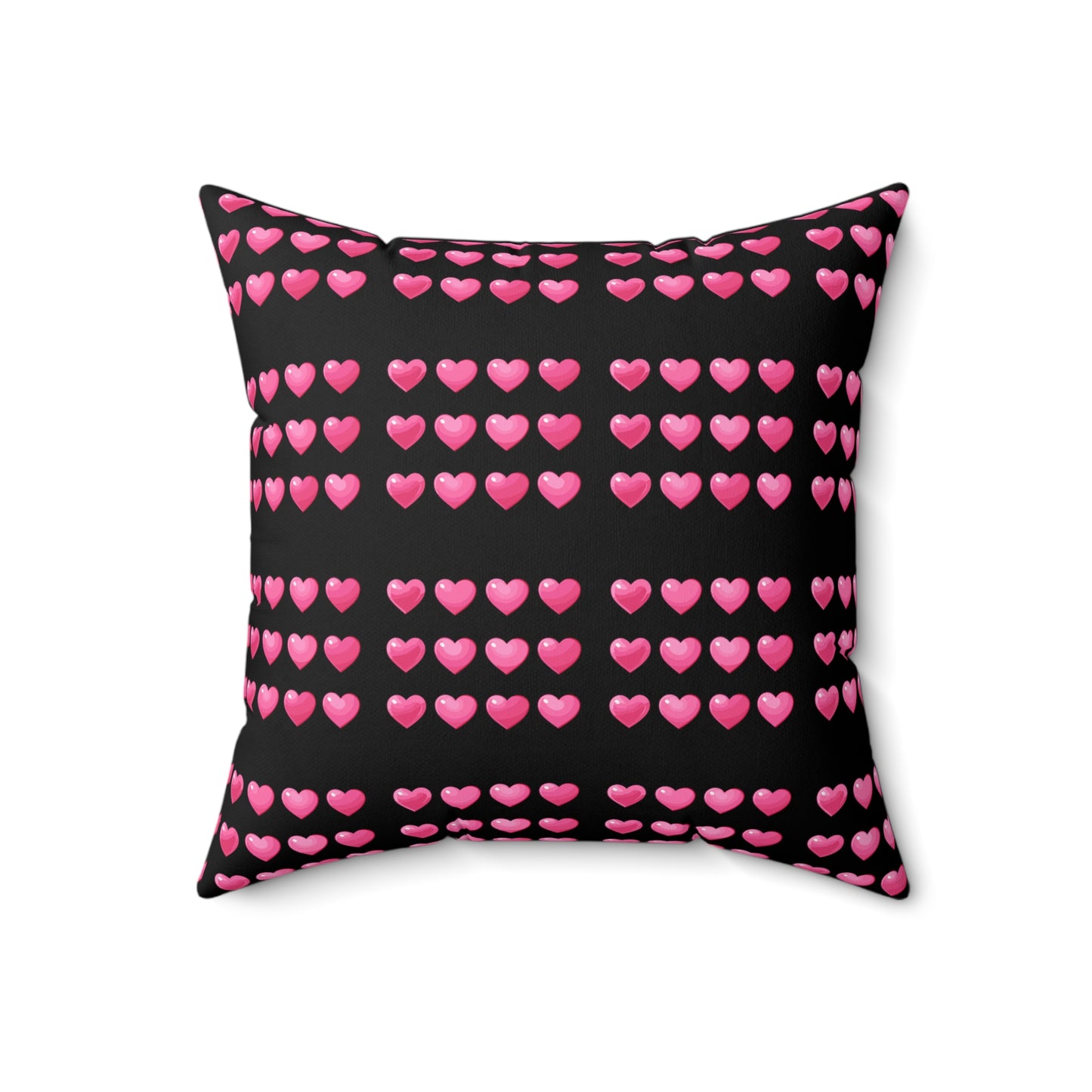Valentine's day best home decor pink hearts design on black Spun Polyester Square Pillow