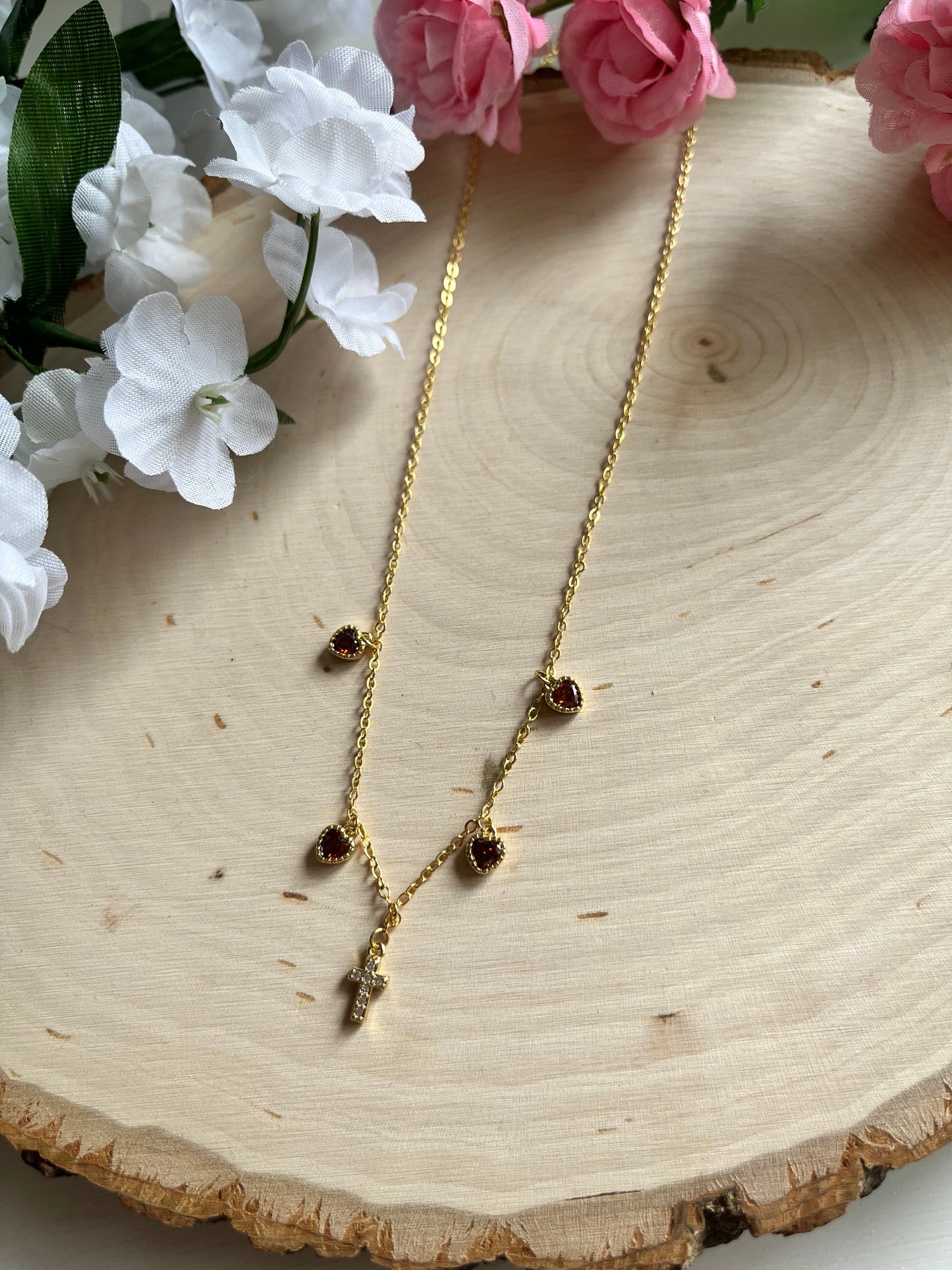 Everlasting Love Gold Necklace – 16K Chain 18K Gold Heart Cross