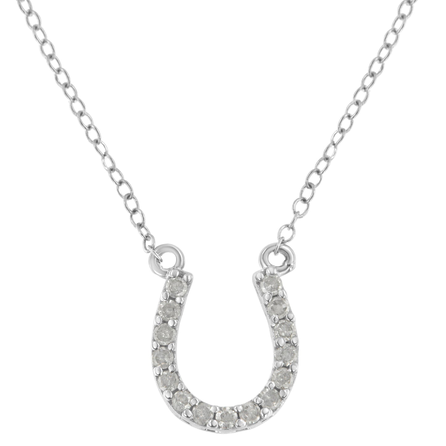 .925 Sterling Silver 1/4 Cttw Diamond Horseshoe Necklace (I-J, I3)